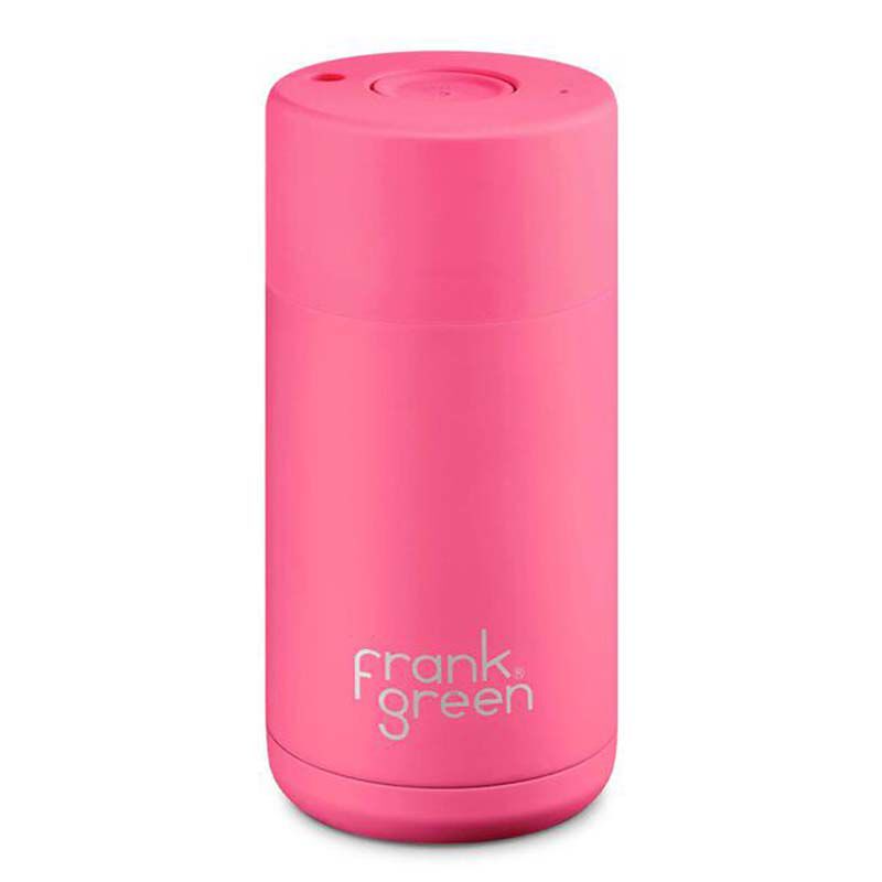 frank green 12oz Ceramic Cup with Push Button Lid Neon Pink image number 0